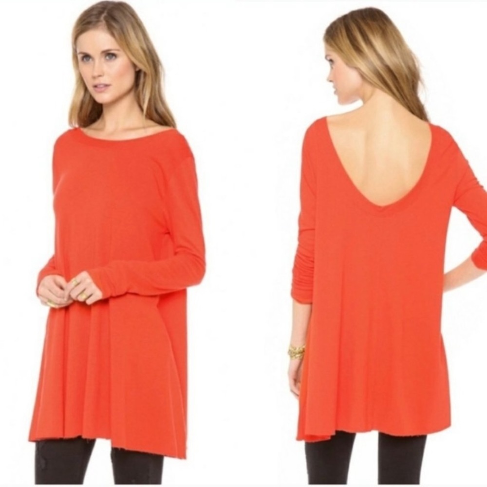 Free People Orange Long Sleeve Top
